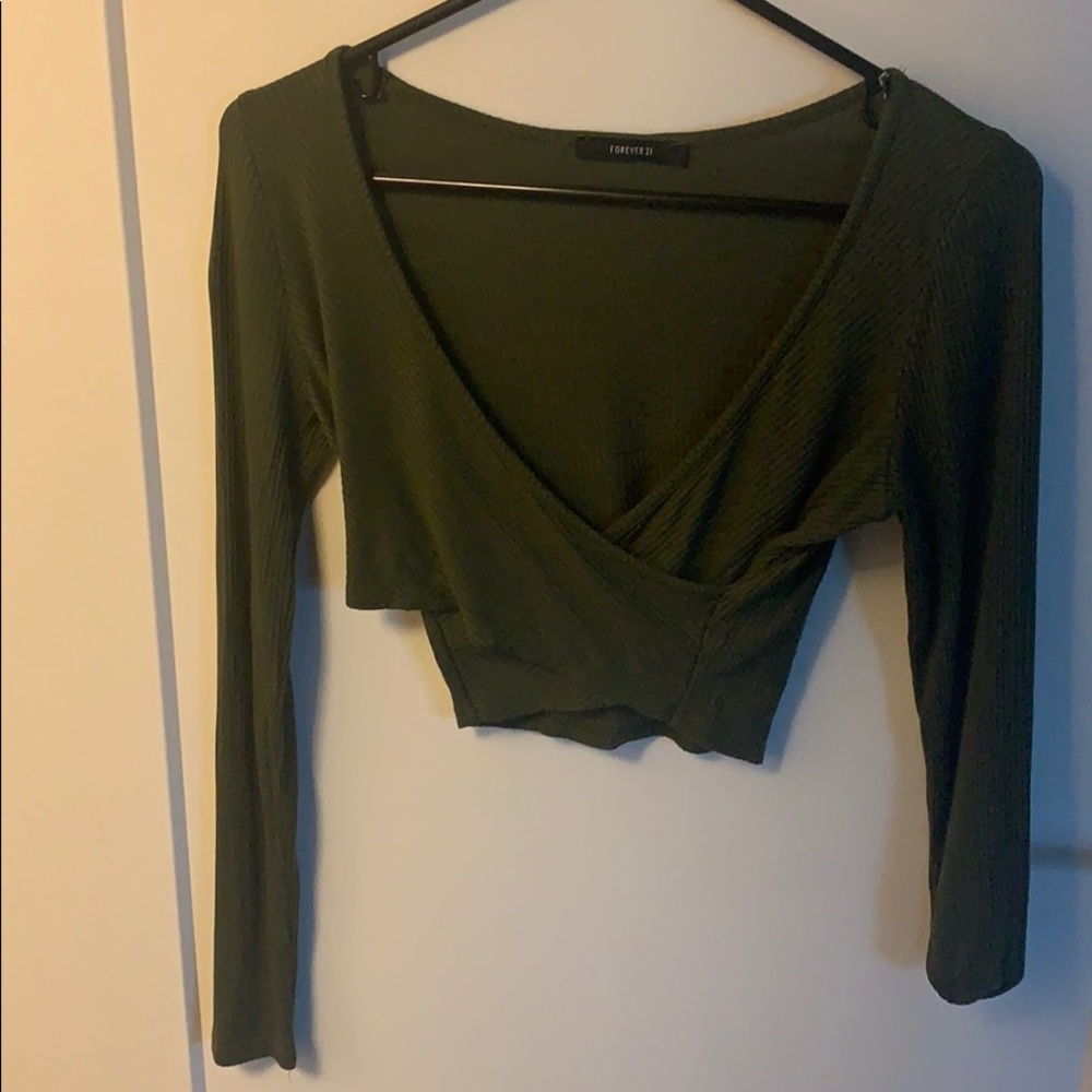 Olive green crop top